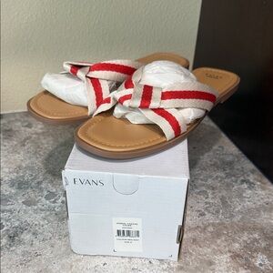 Evans Women's Red and Cream Sandals